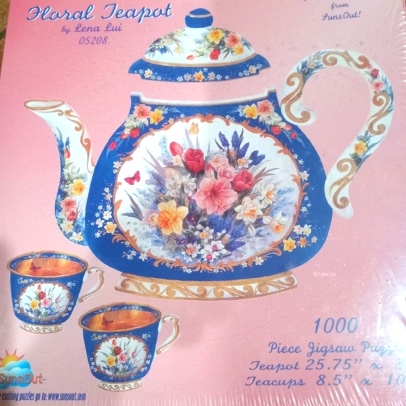 New Floral Teapot and Teacups 1000 Piece Puzzle - Picture 1 of 6